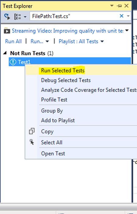run selected test